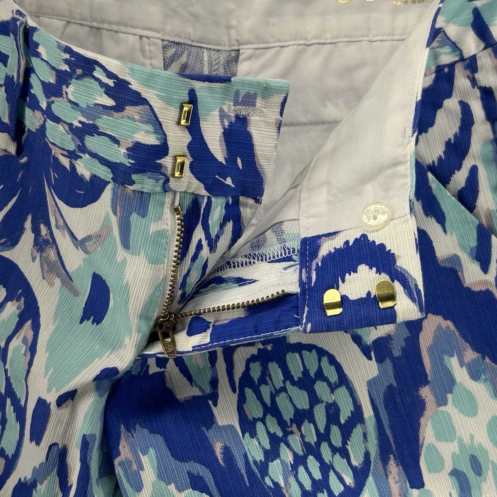 Lilly Pulitzer The Callan Shorts Women Size 00 Blue Pineapple Cotton Summer NEW