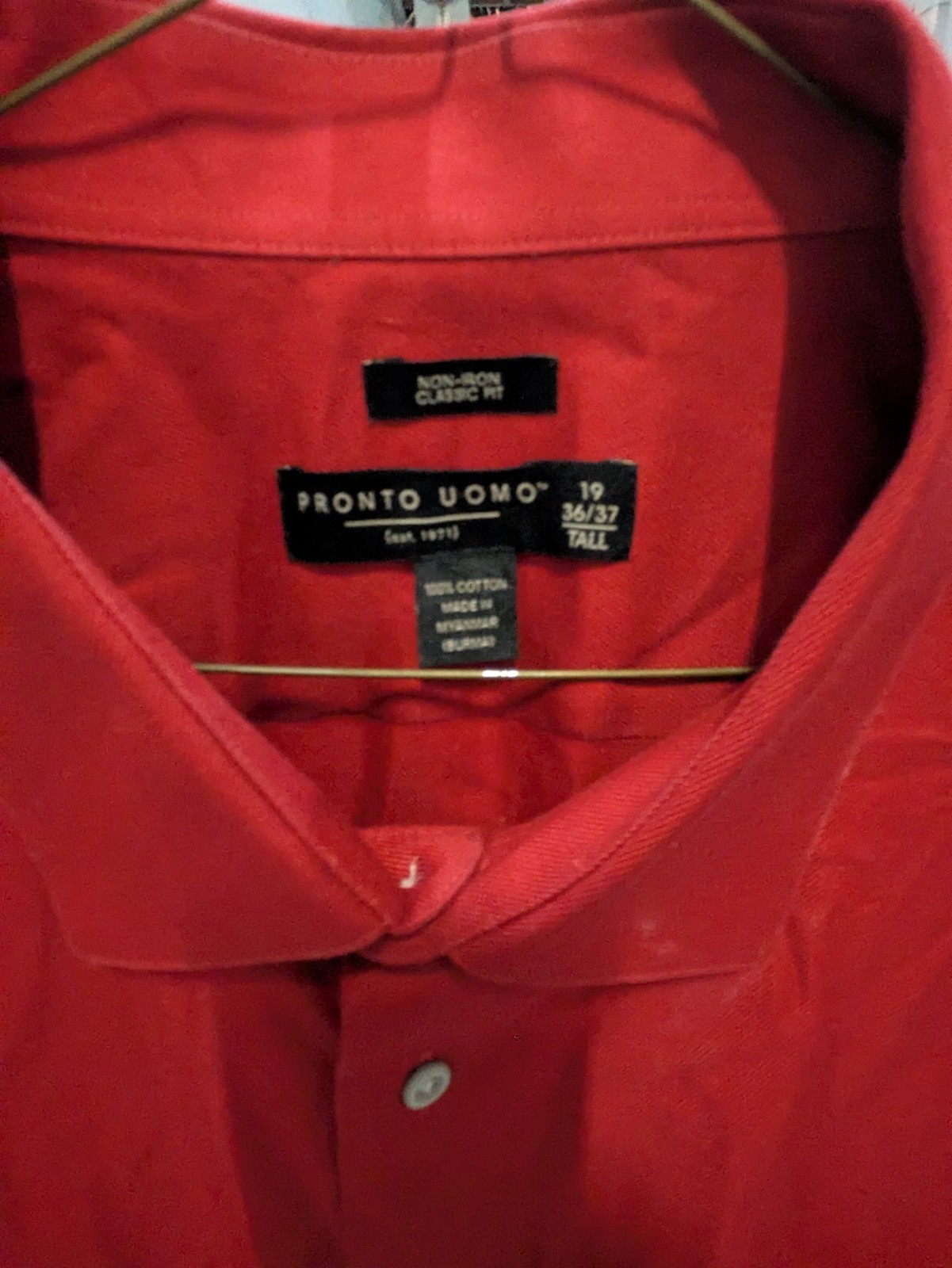 Pronto Uomo Non-Iron Classic Fit Red Dress Shirt 19 36/37
