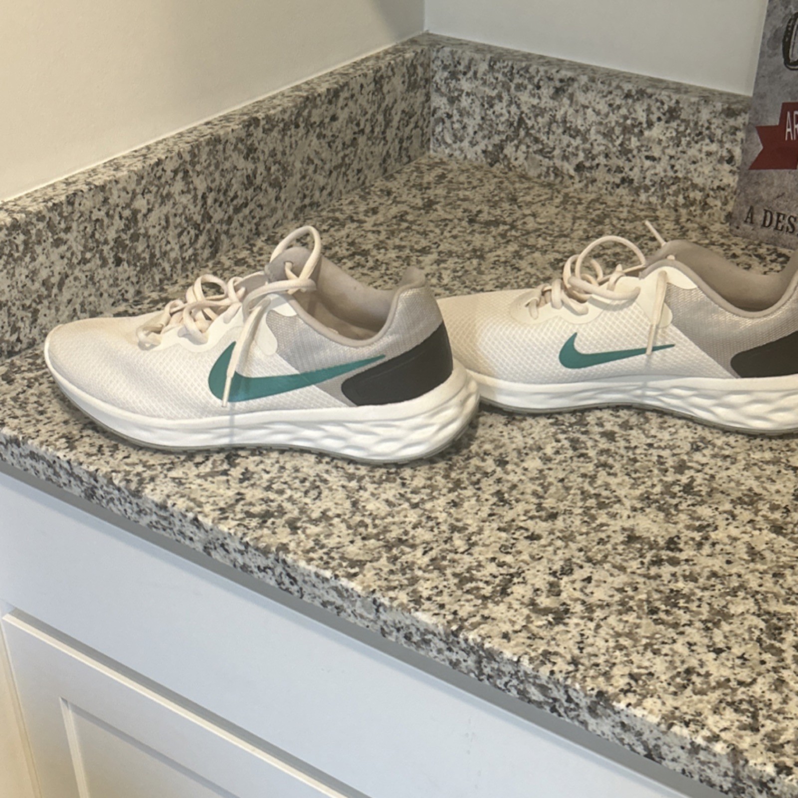 Nike White Green Black Men’s Low Top Athletic Running Shoes Lace Up