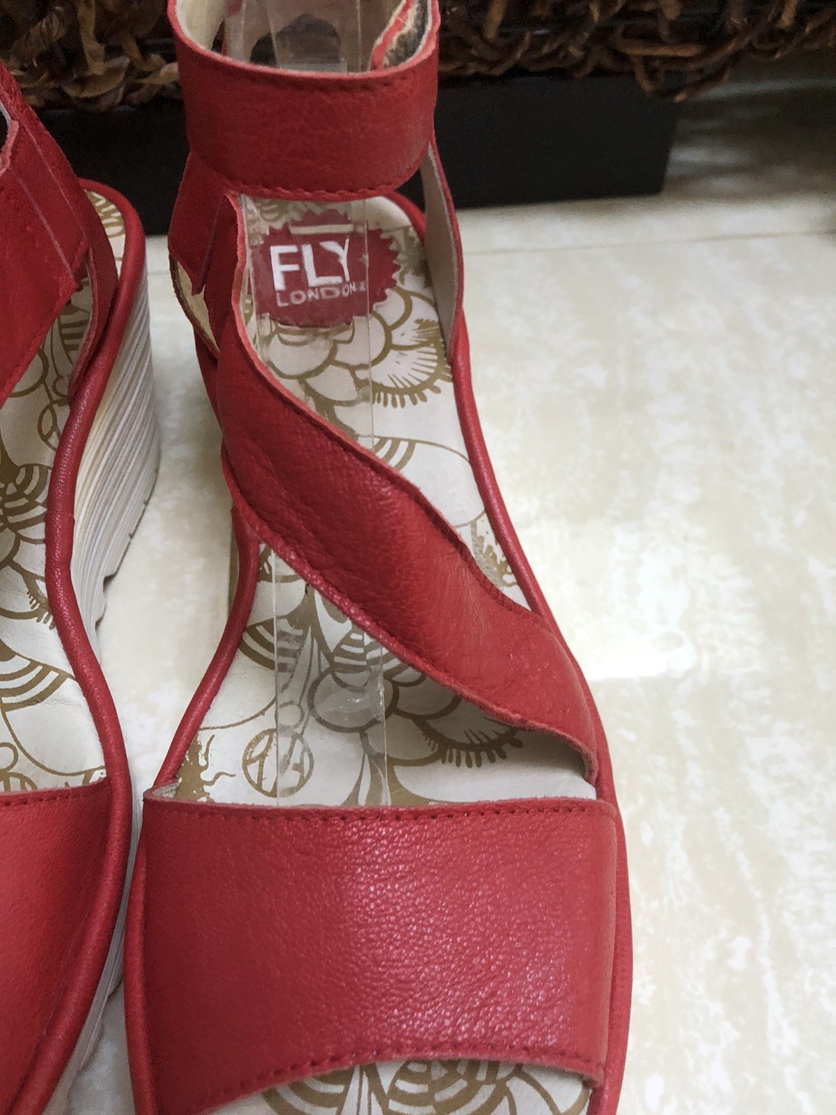 Fly London Yesk Ankle Wrap Sandals EU 40 US 9/9.5 Red Leather Women’s EUC‼️