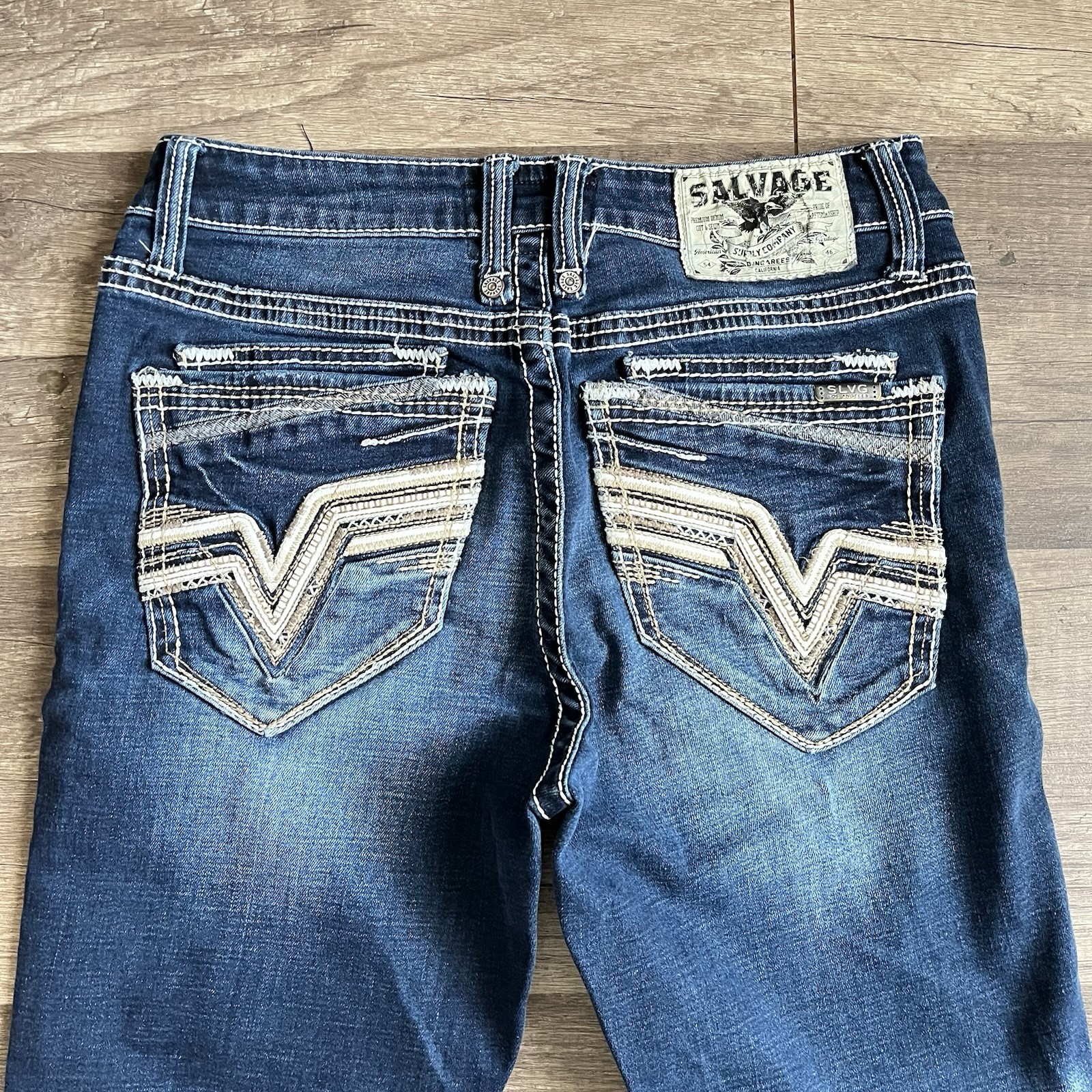 Salvage Riot Boot Athletic Fit Stretch Buckle Jeans Mens 30×30 Dark Blue NWOT