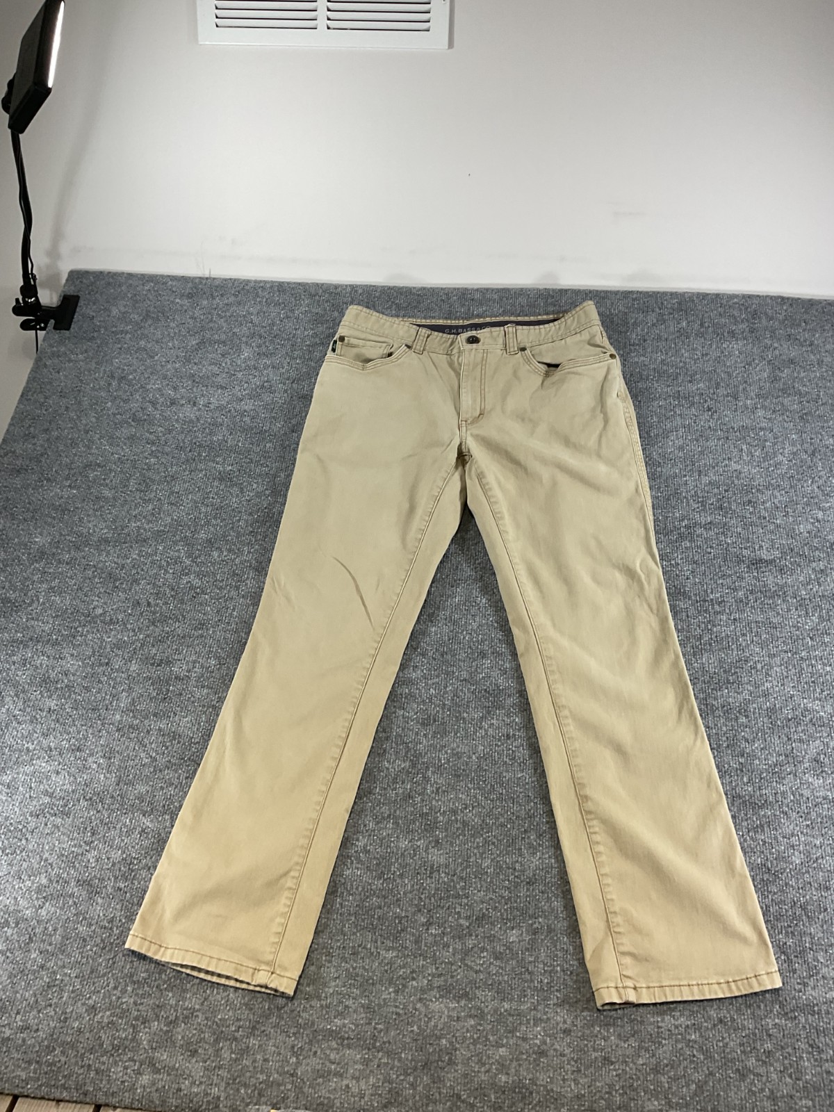 G.H. Bass & Co Five Pocket Pants Men’s 32×30 Khaki Straight Casual Stretch