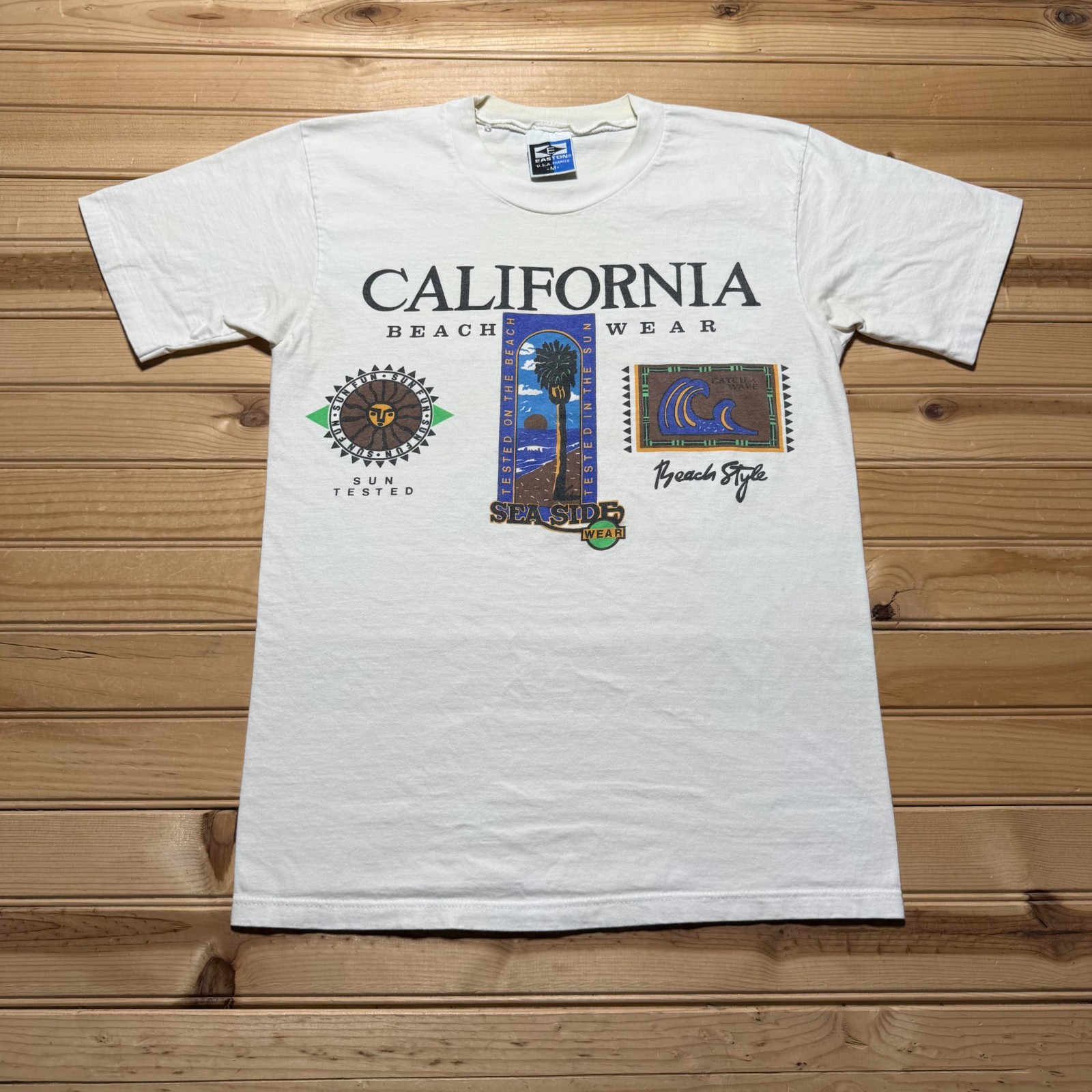 Vintage 90s California Beach Wear Seaside Surf Graphic Souvenir Shirt USA Medium