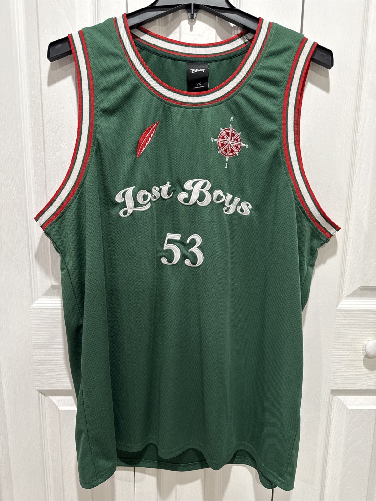 Disney Peter Pan #53 Lost Boys Basketball Jersey Mens Green 2X Solid Stitched