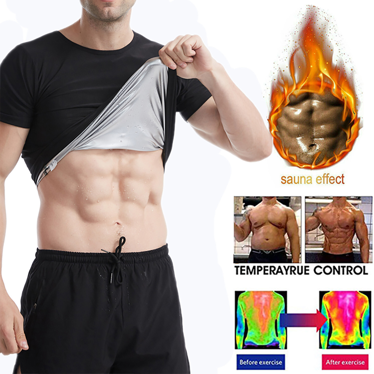 Men’s Sauna Heat Trapping Shirt Sweat Shaper Vest Workout Sauna Exercise Top