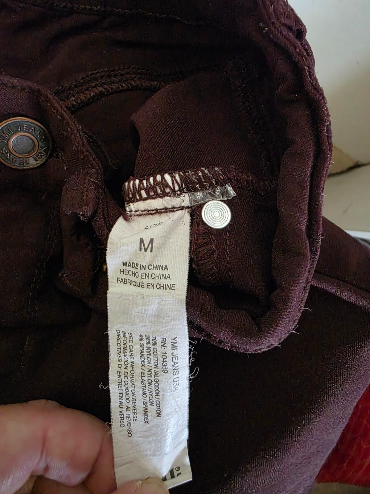 YMI Straight Leg Pants Stretch Burgundy Red Womens Size Medium