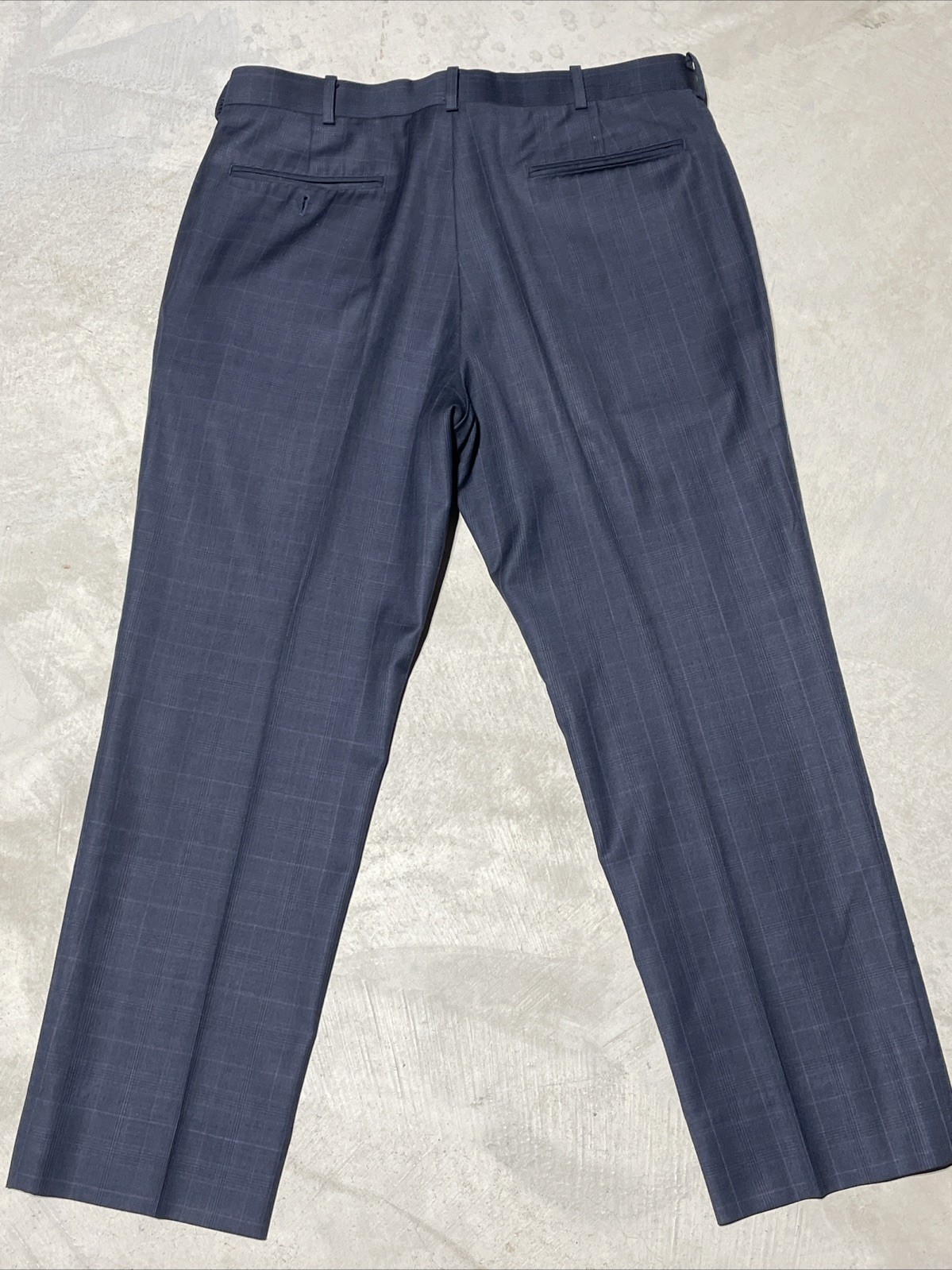 Savile Row Bespoke Grey Purple Plaid Wool Trevira Two-Piece Suit SZ L 36×29