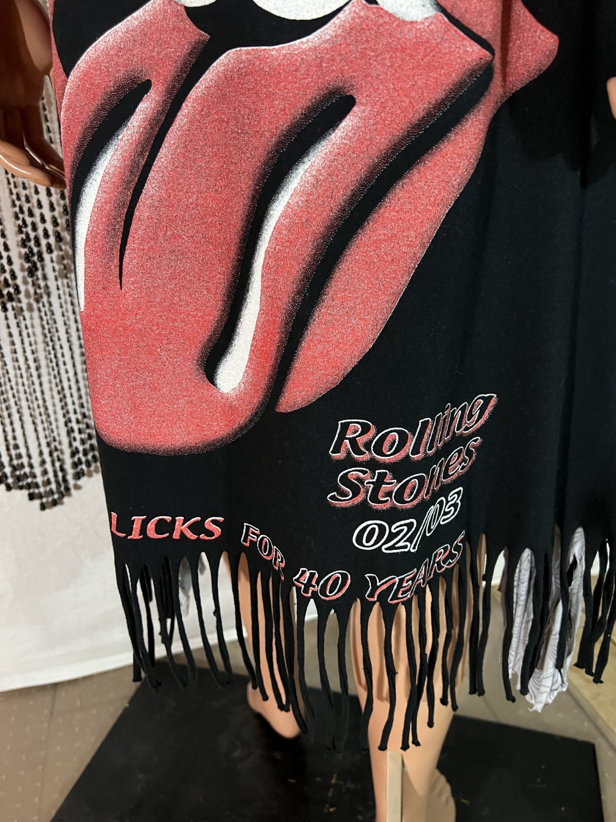 Handmade Skirt From 2003 Rolling Stone T-shirt Twist Waist Fringed Free Size REG