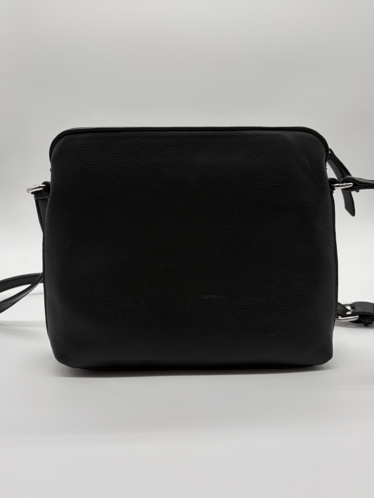 Nine West Black Crossbody Bag Purse Adjustable Strap Tassel Silver Hardware