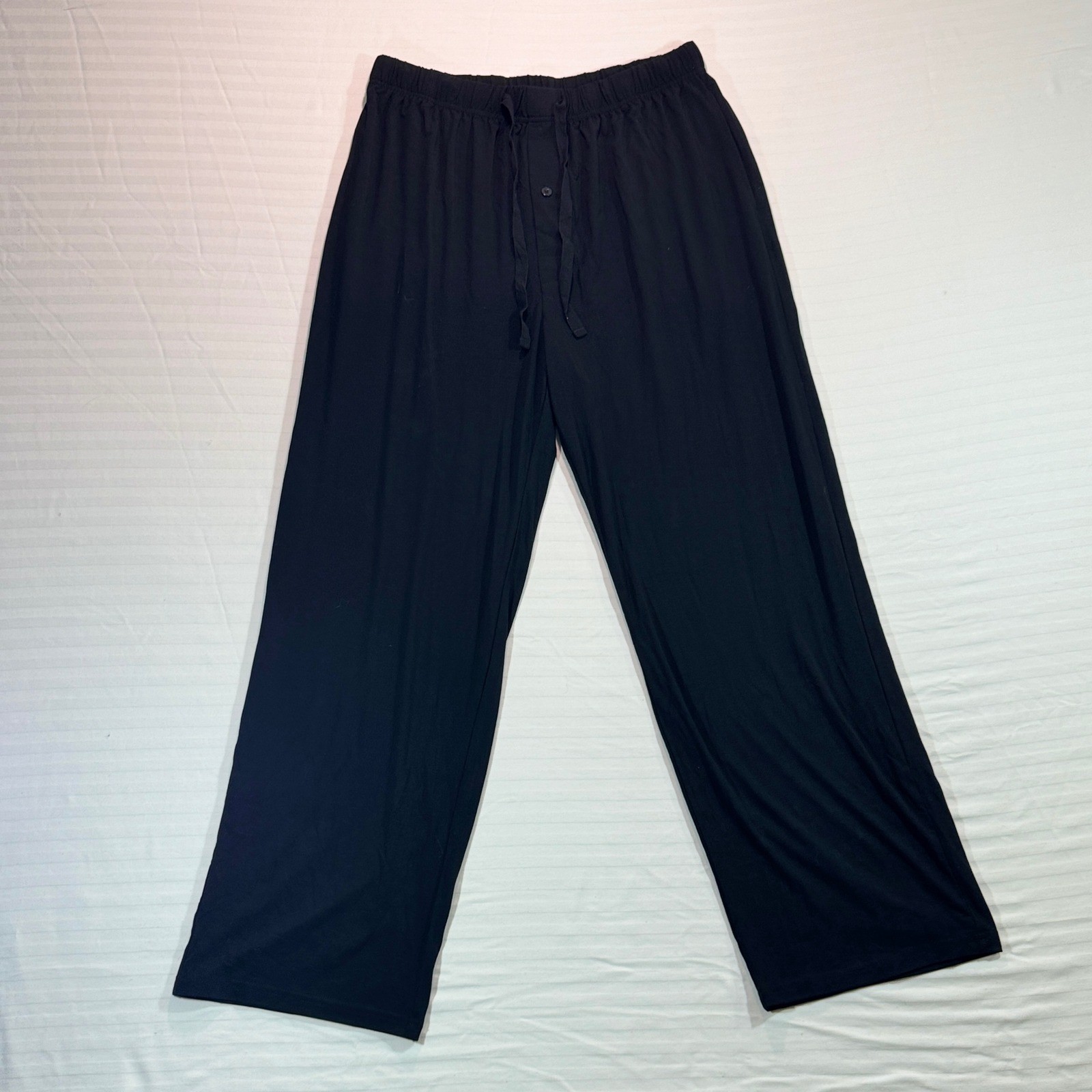 Bamboo Cool Black Wide Leg Lounge Pajama Pants XL Drawstring