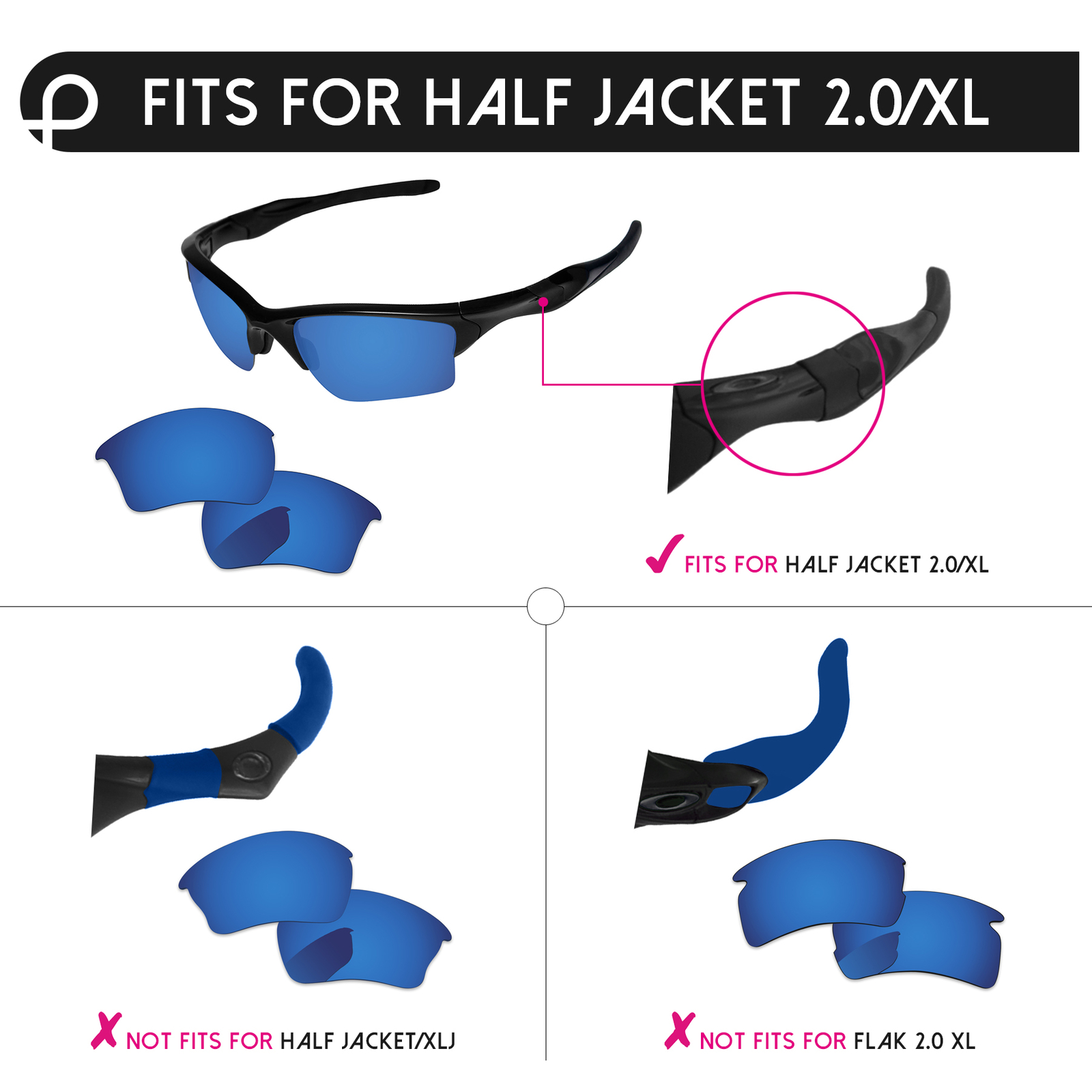 Lenslog Polarize Replacement sunglasses For-Oakley Half Jacket 2.0 XL OO9154