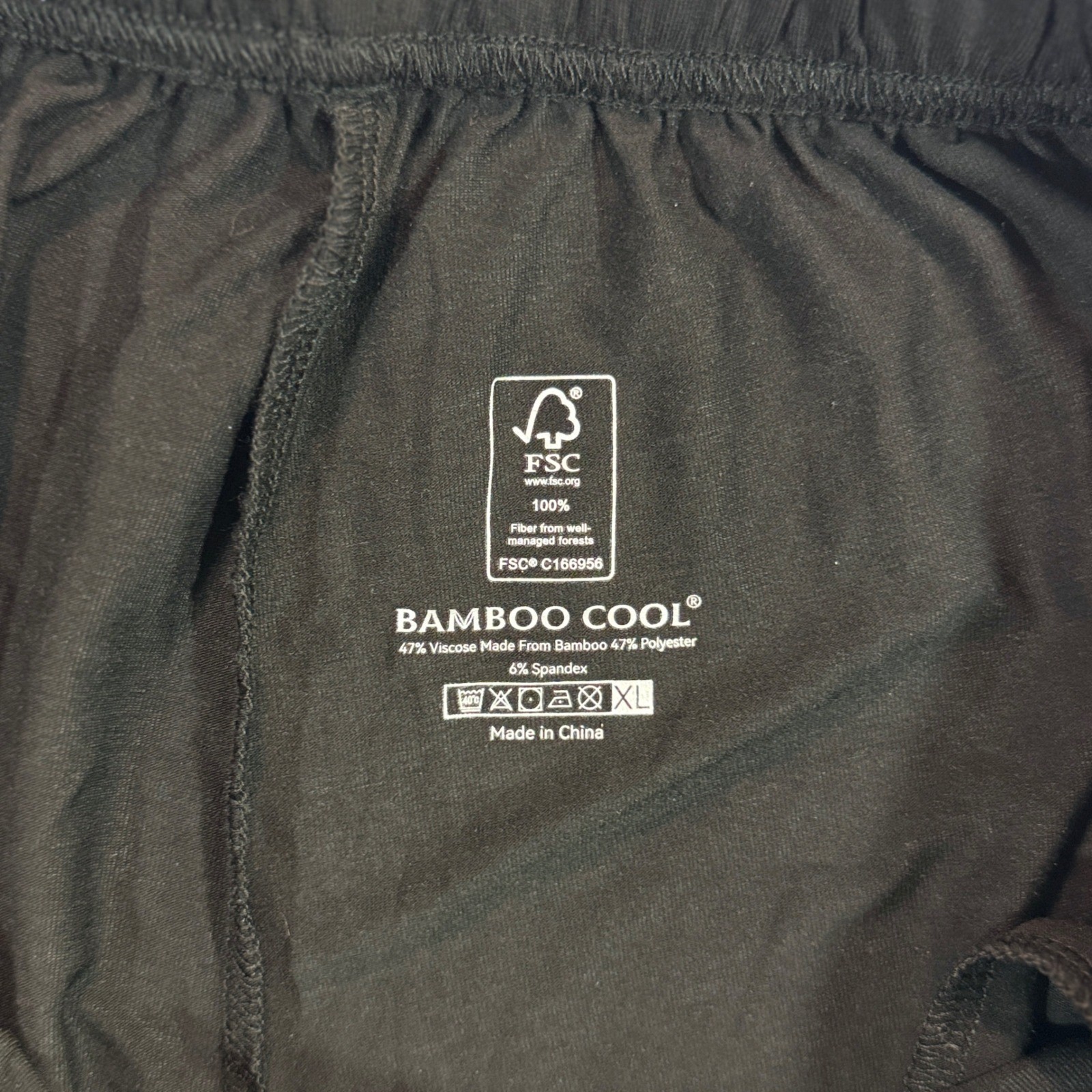 Bamboo Cool Black Wide Leg Lounge Pajama Pants XL Drawstring
