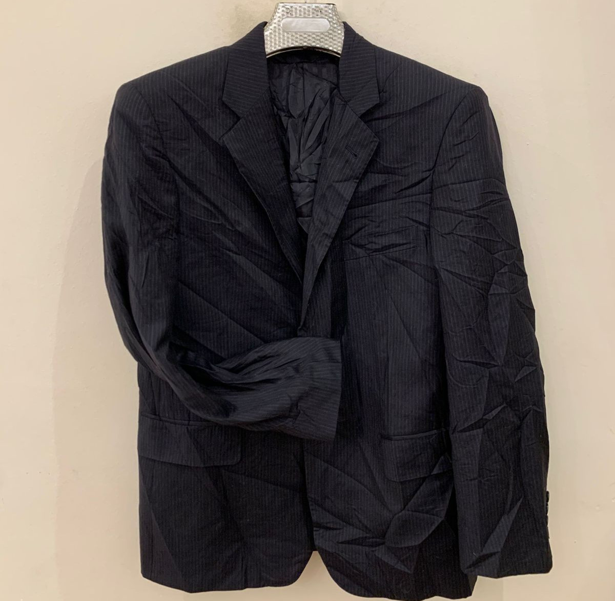 Vintage Baroni Super 150s wool classic dark navy jacket blazer 38R