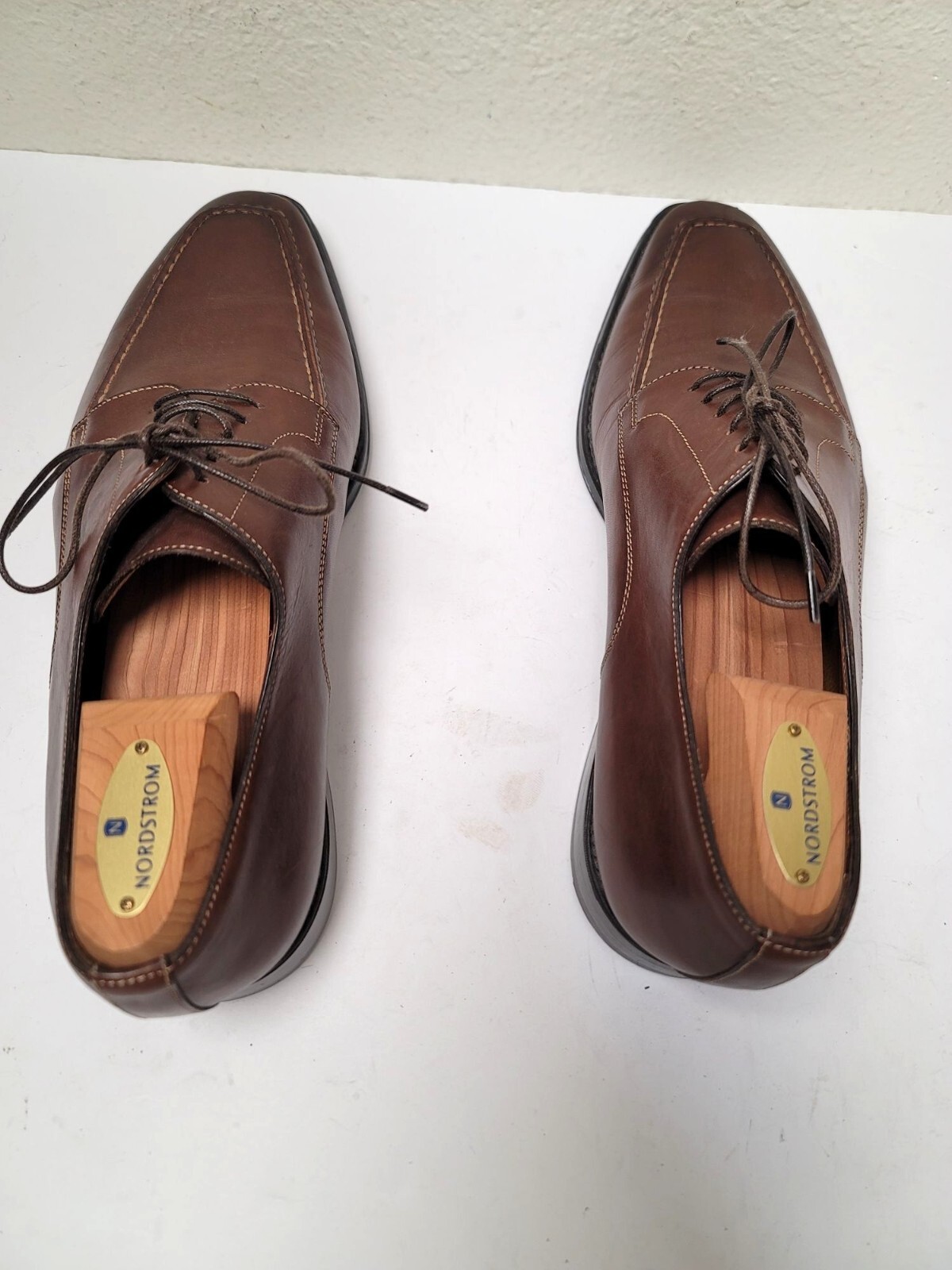 Santoni Men’s Oxfords Brown Leather Lace-Up Dress Shoes Size 8.5 EE