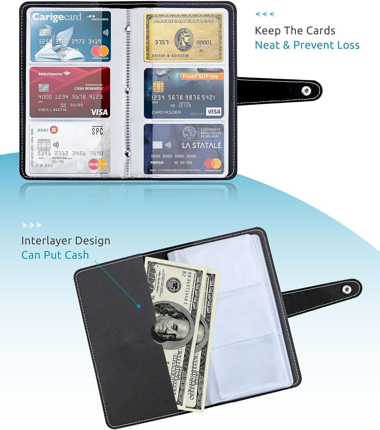Credit Card Holder, Leather Business Card Organizer with 96 Card Slots, Professi