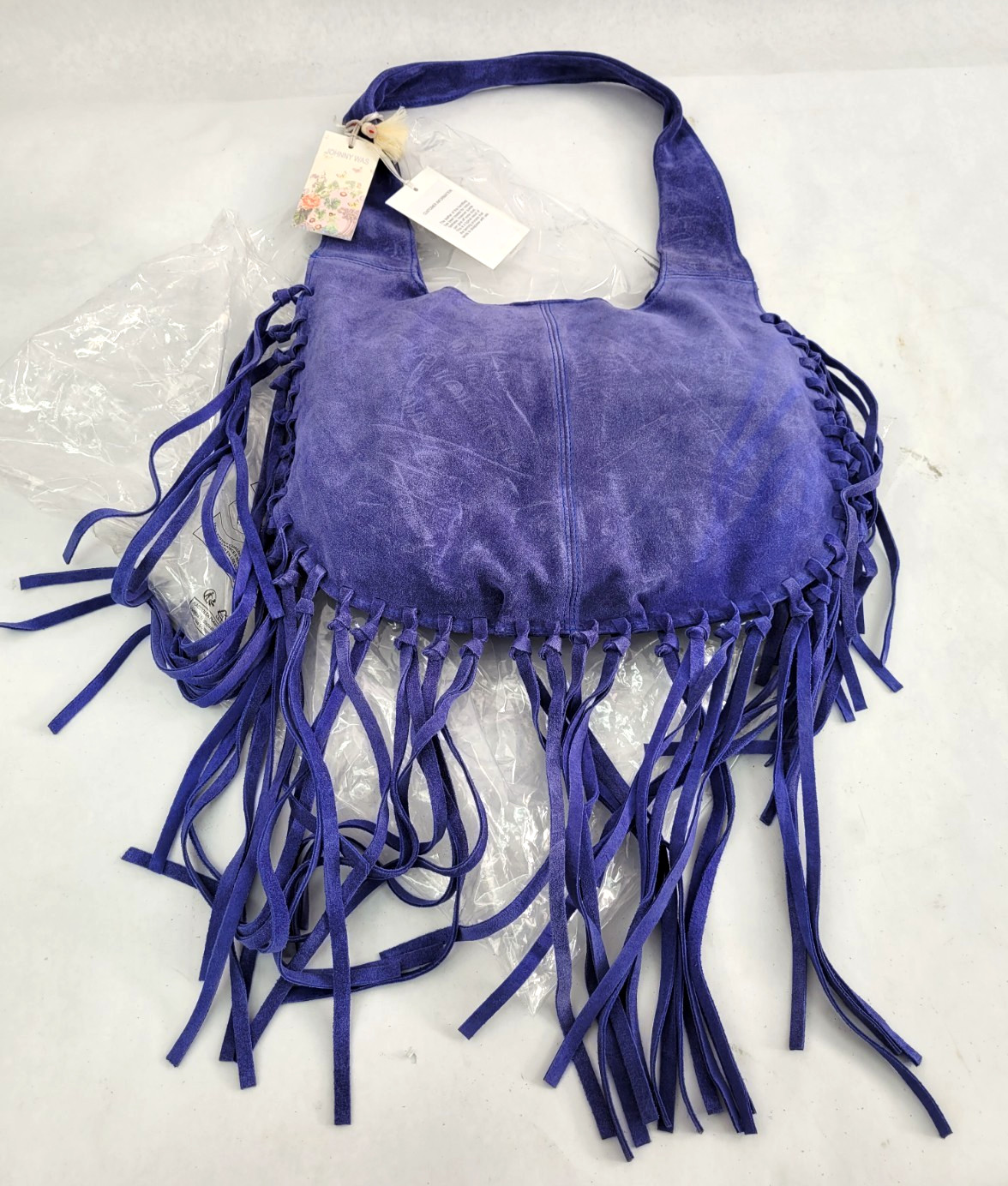 NWT Johnny Was Western Italian Suede Fringe Bag Purse Purs – True Blue R03225C-4