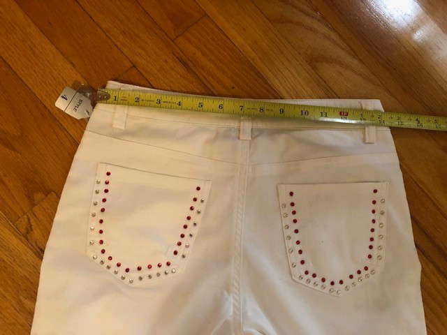 Size 4 wide leg Boston Proper White Crop Jeans Embroidered with stone accents