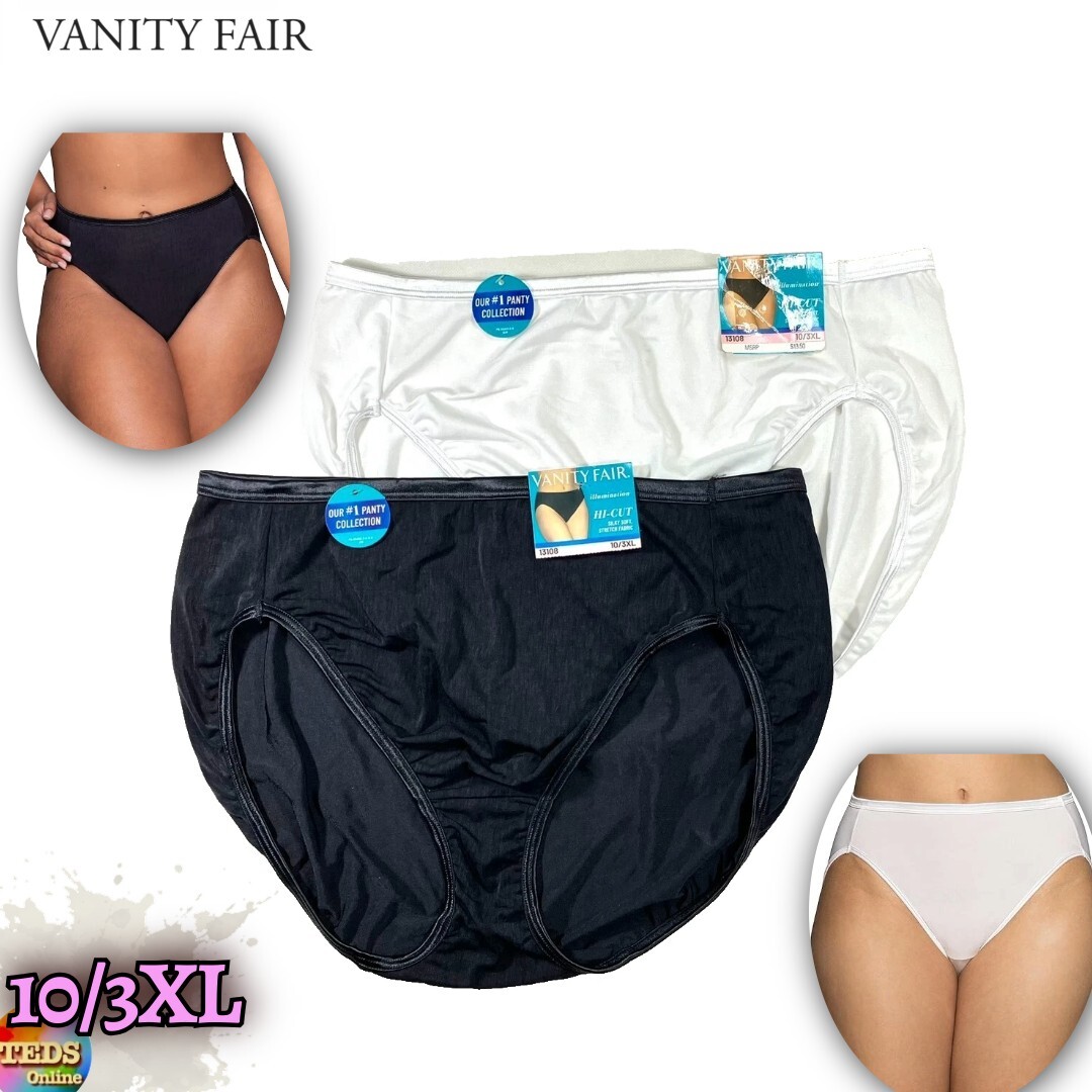 NWT 2-Pack Vanity Fair 10/3XL Illumination High Cut Panty Brief Assorted 13108
