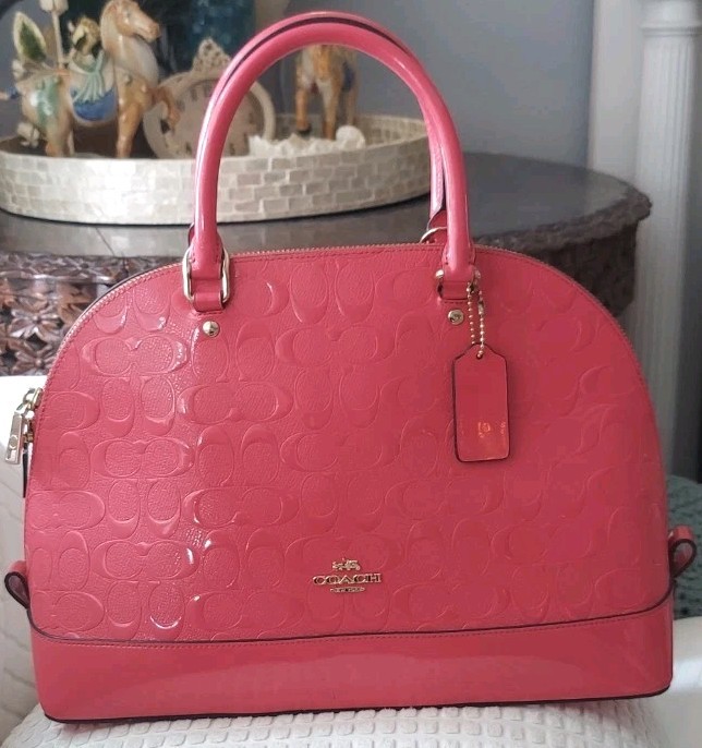 Coach Large Sierra Satchel Embossed Patent Leather in Hot Pink