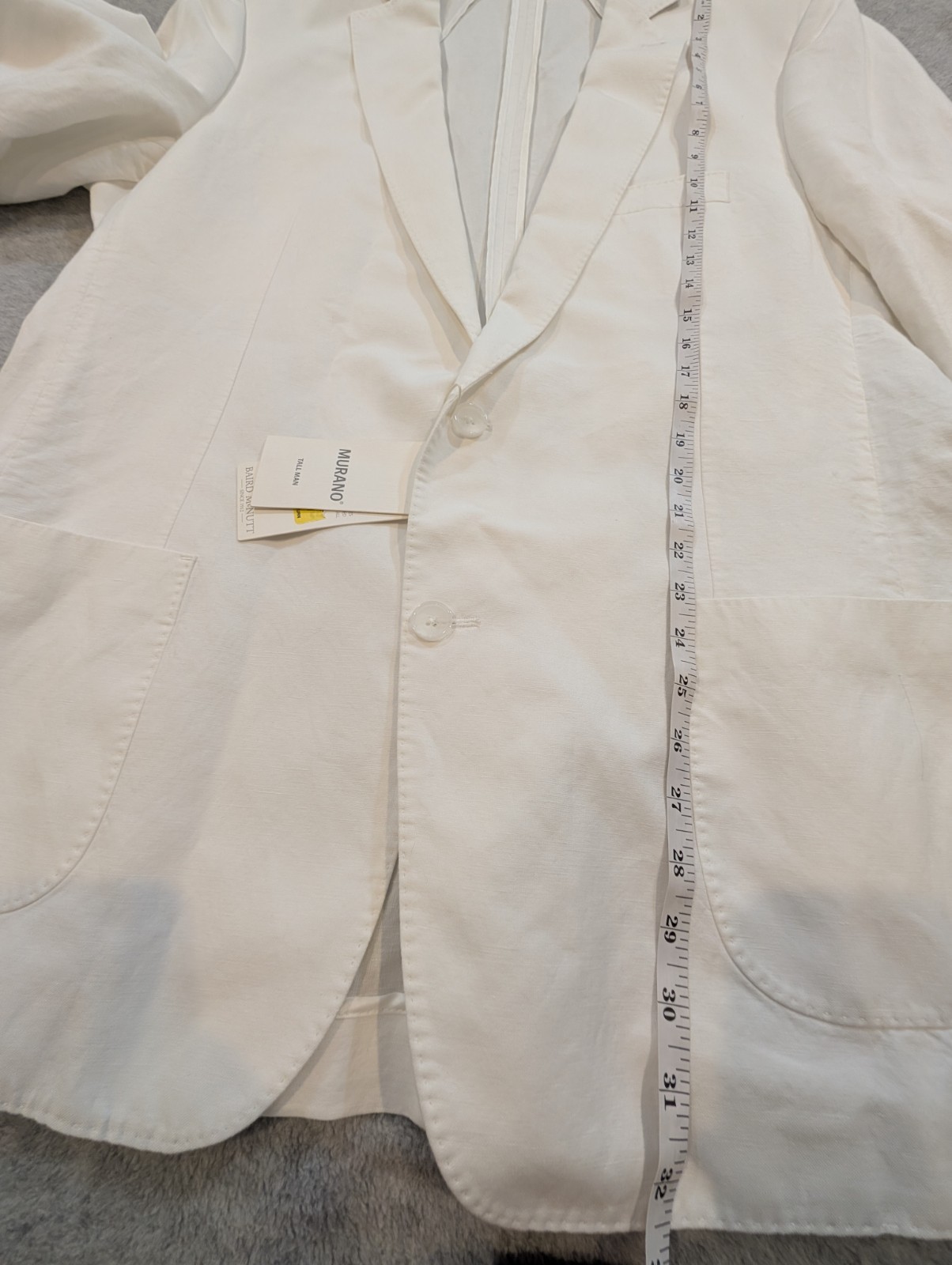 Baird McNutt Murano White Linen Blend Blazer Jacket Mens XLT Single Breasted