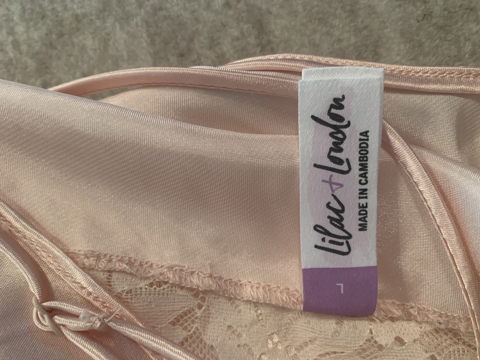 Lilac & London Wet Look Shiny Pink Satin Chemise Nightie L Racer Back Lace Sexy!