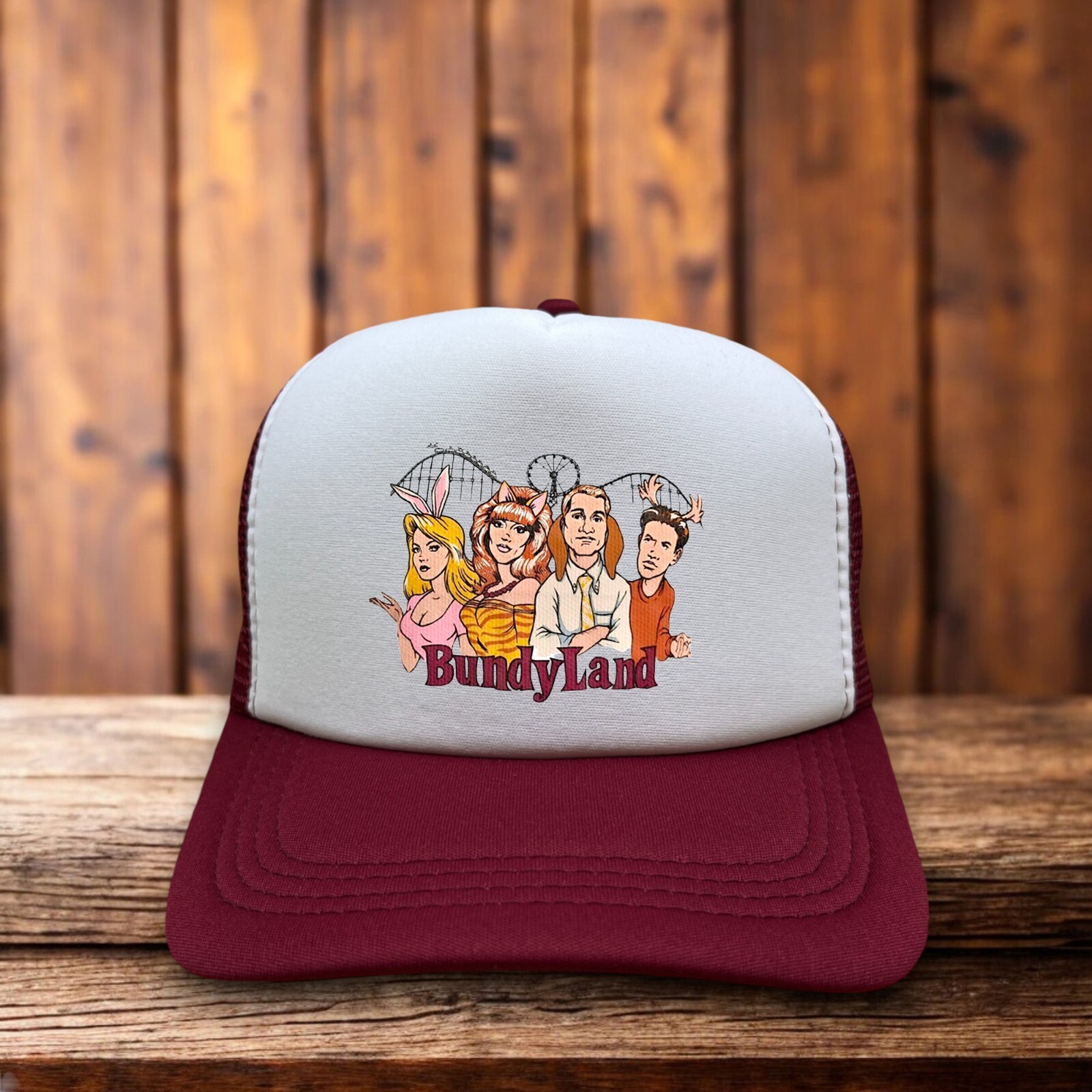 Bundyland Mens Trucker Hat Maroon Snapback Married With Children Al Bundy Cap