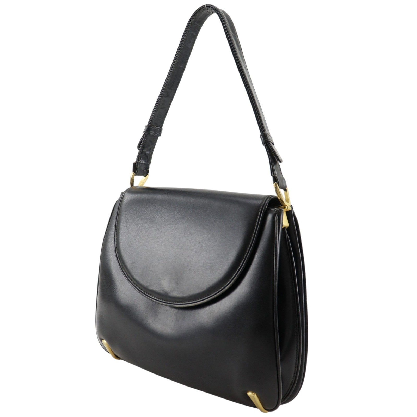 GUCCI Old Gucci Shoulder Bag vintage black Calfskin Women