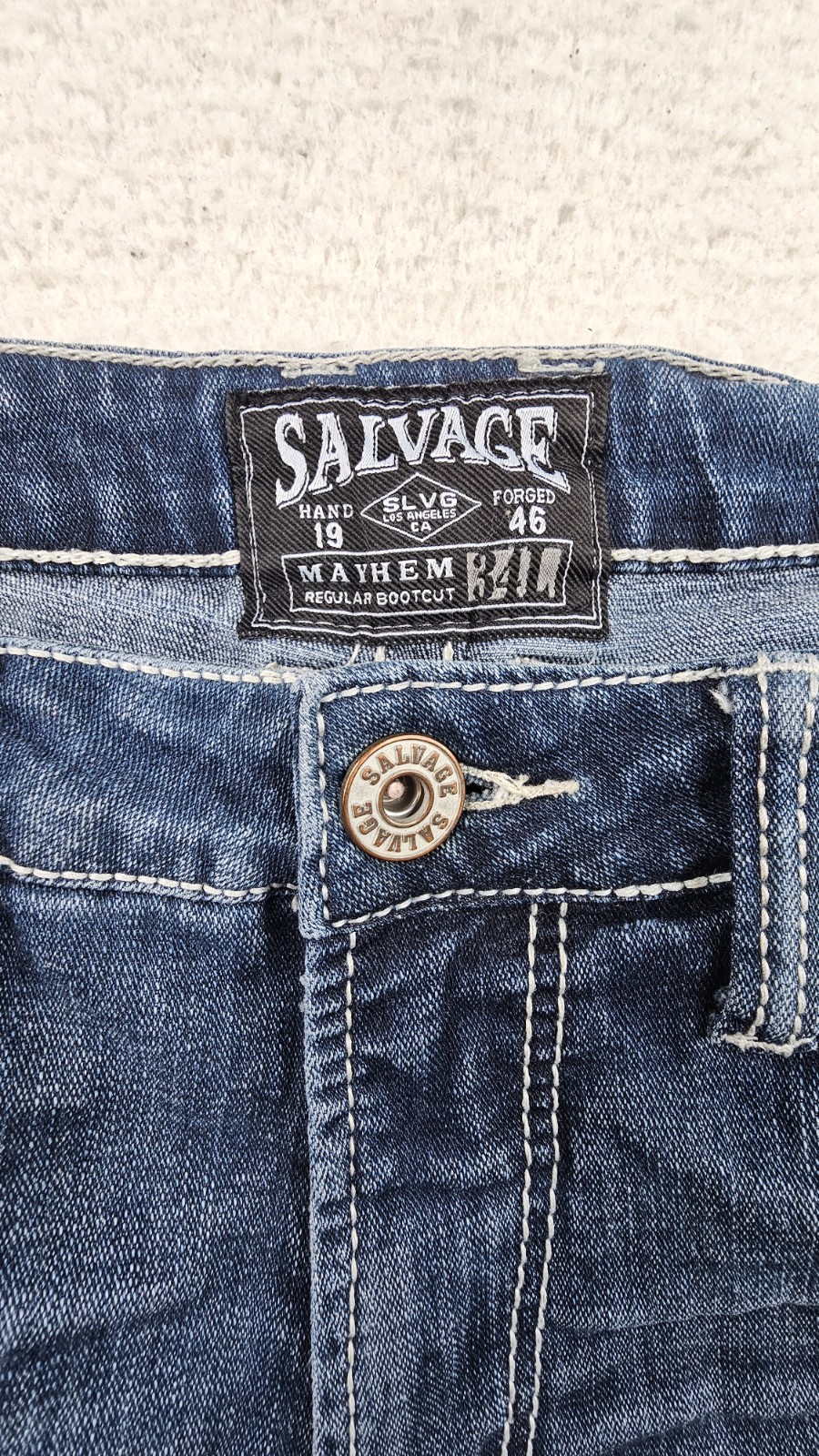 Buckle SLVG Salvage Jeans Mens 34×34 Mayhem Regular Bootcut Blue Denim