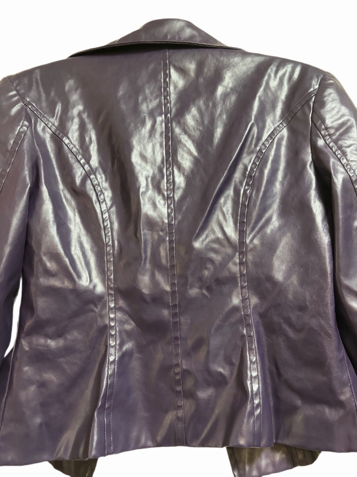 Cosplay.fm Purple PVC (PU) Cosplay Jacket Size S Gold Buttons Zipper Polyester
