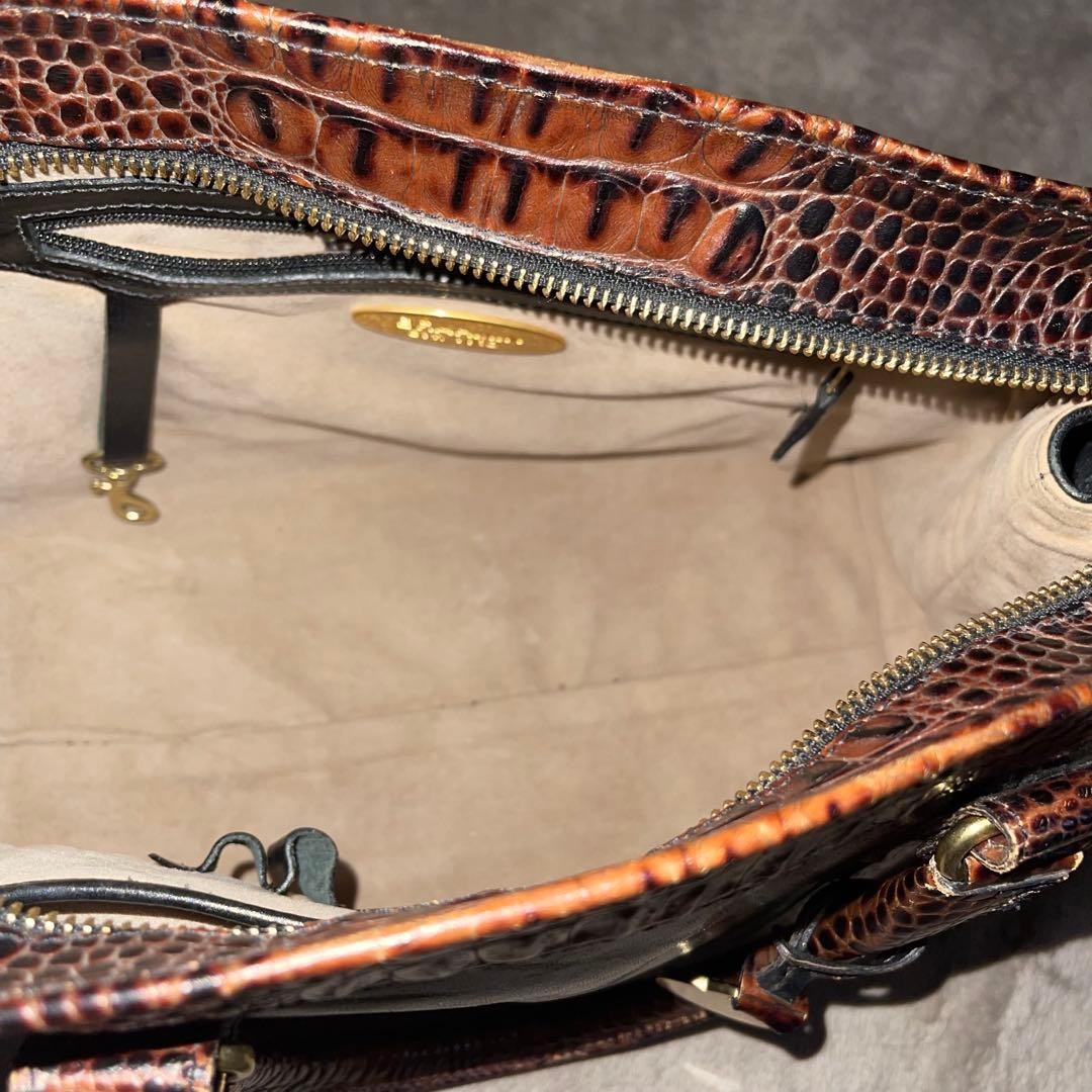 Y2K BRAHMIN Crocodile Embossed Leather Bag with Gold Charm