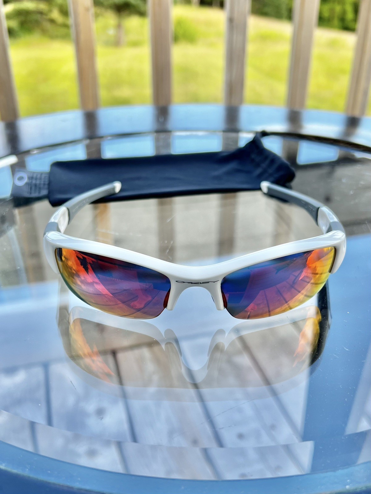 OAKLEY FLAK JACKET POLISHED WHITE POLARIZED SUNGLASSES 03-882