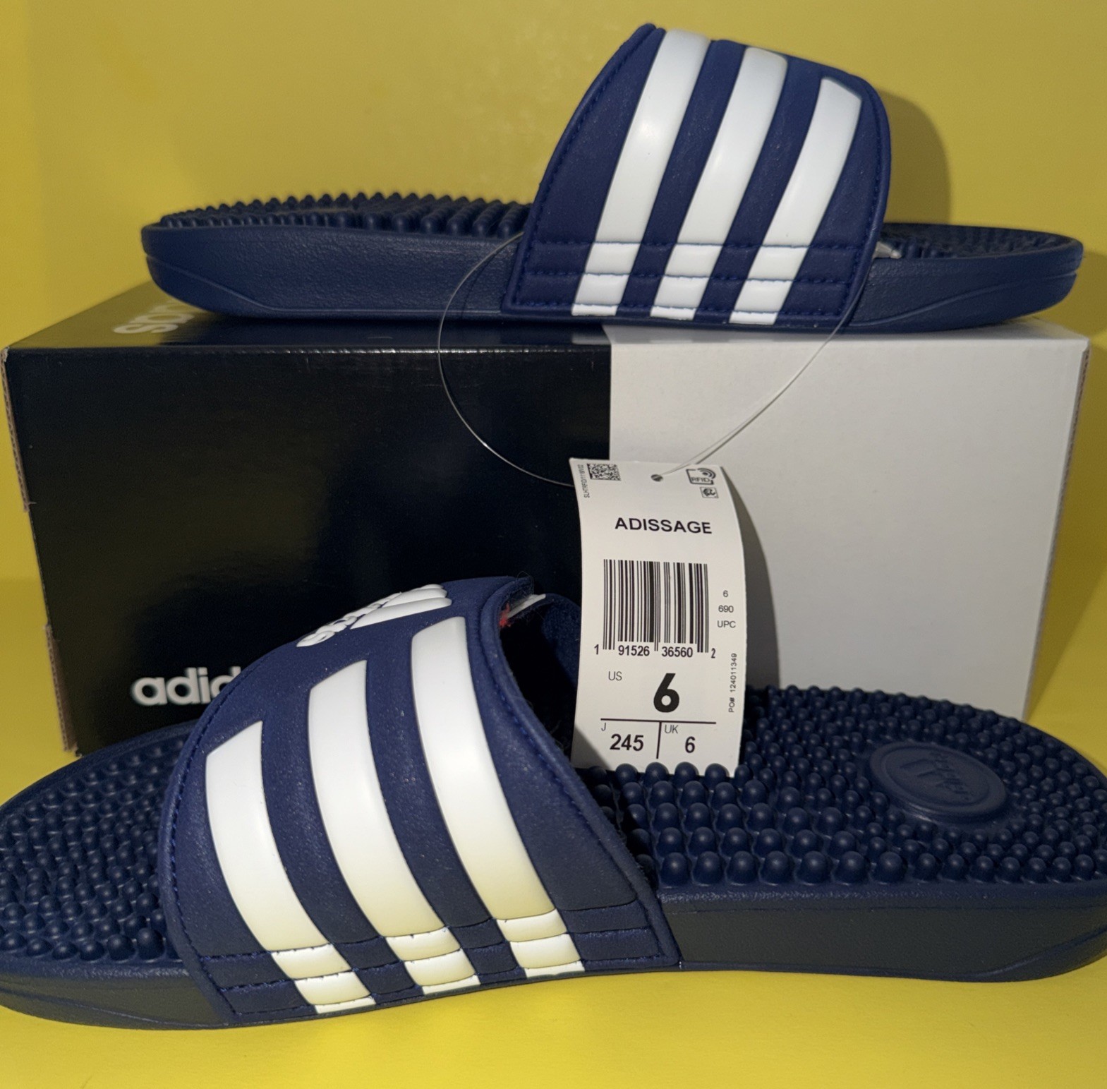 NEW Adidas Adissage Slides Dark Blue Unisex Size 6 F35579 (12499)