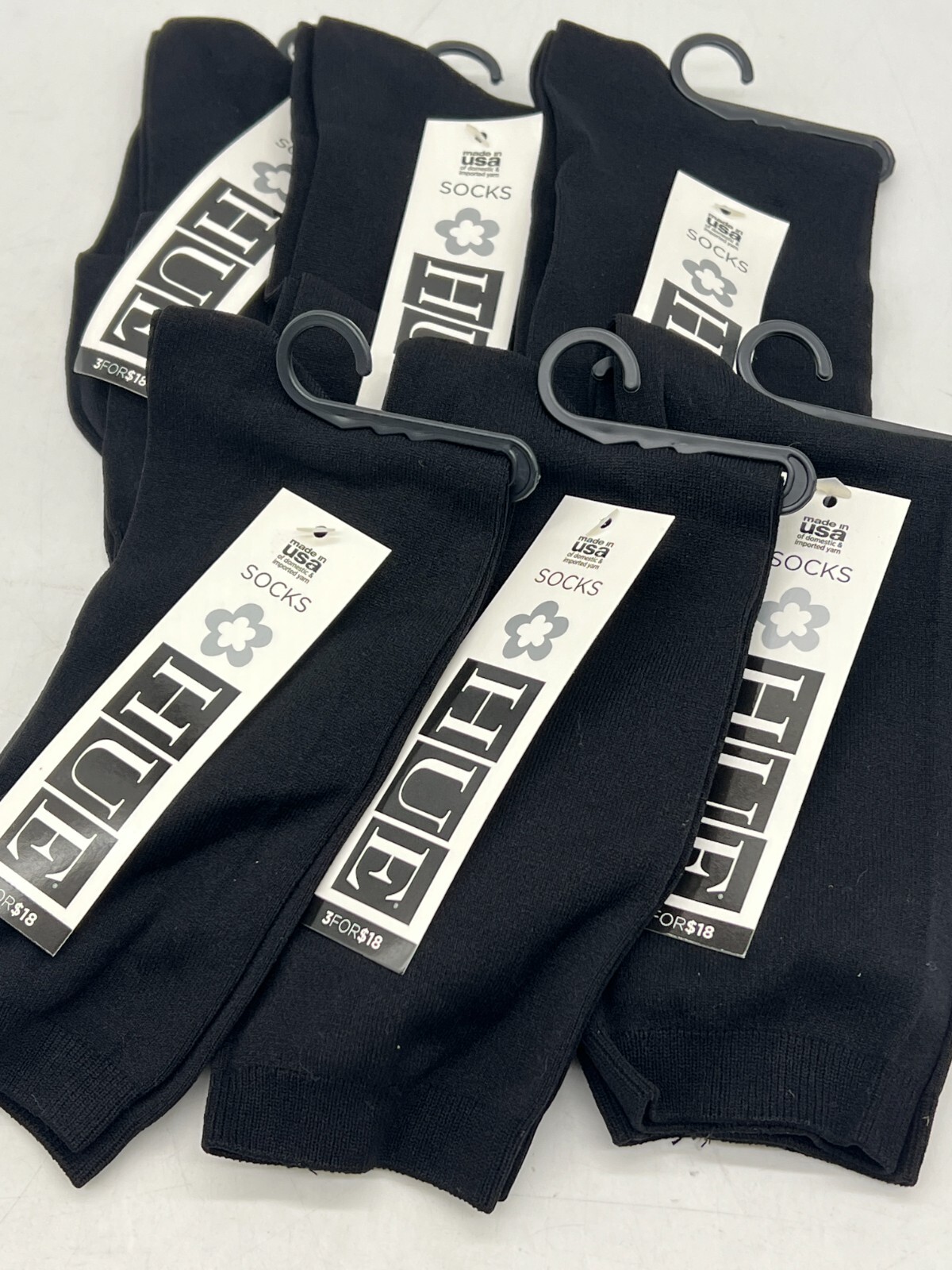 1 Pair HUE Black Body Socks One Size U5995 Nylon & Spandex Made in the USA