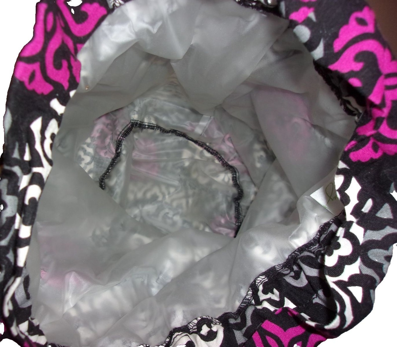 Vera Bradley Ditty Bag Canterberry Magenta Fabric Plastic Lining Drawstring