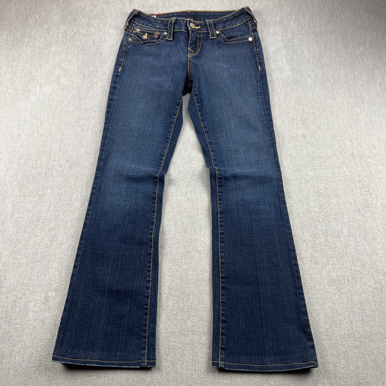 True Religion Becky Jeans Women’s 26 (28×30*) Bootcut Low Rise Flap Pockets USA