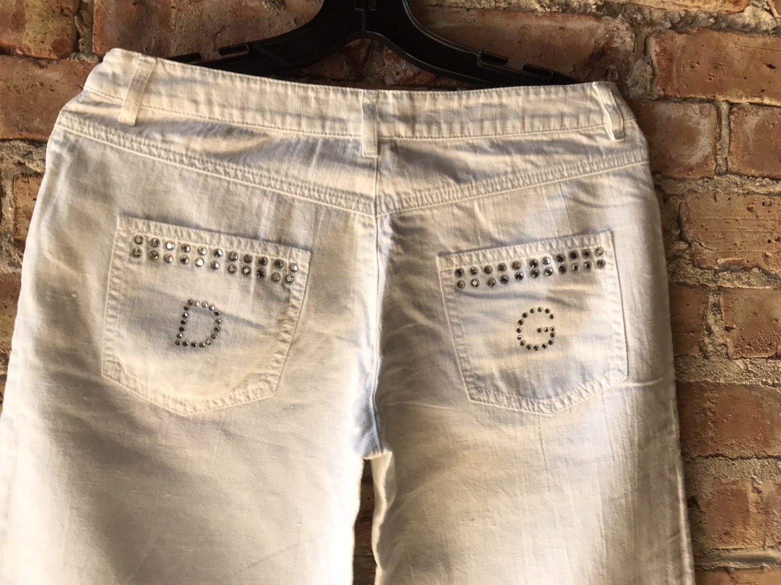 Dolce Gabbana White Lightweight Summer Pants 52% Linen 48% Cotton Low Rise Cut M
