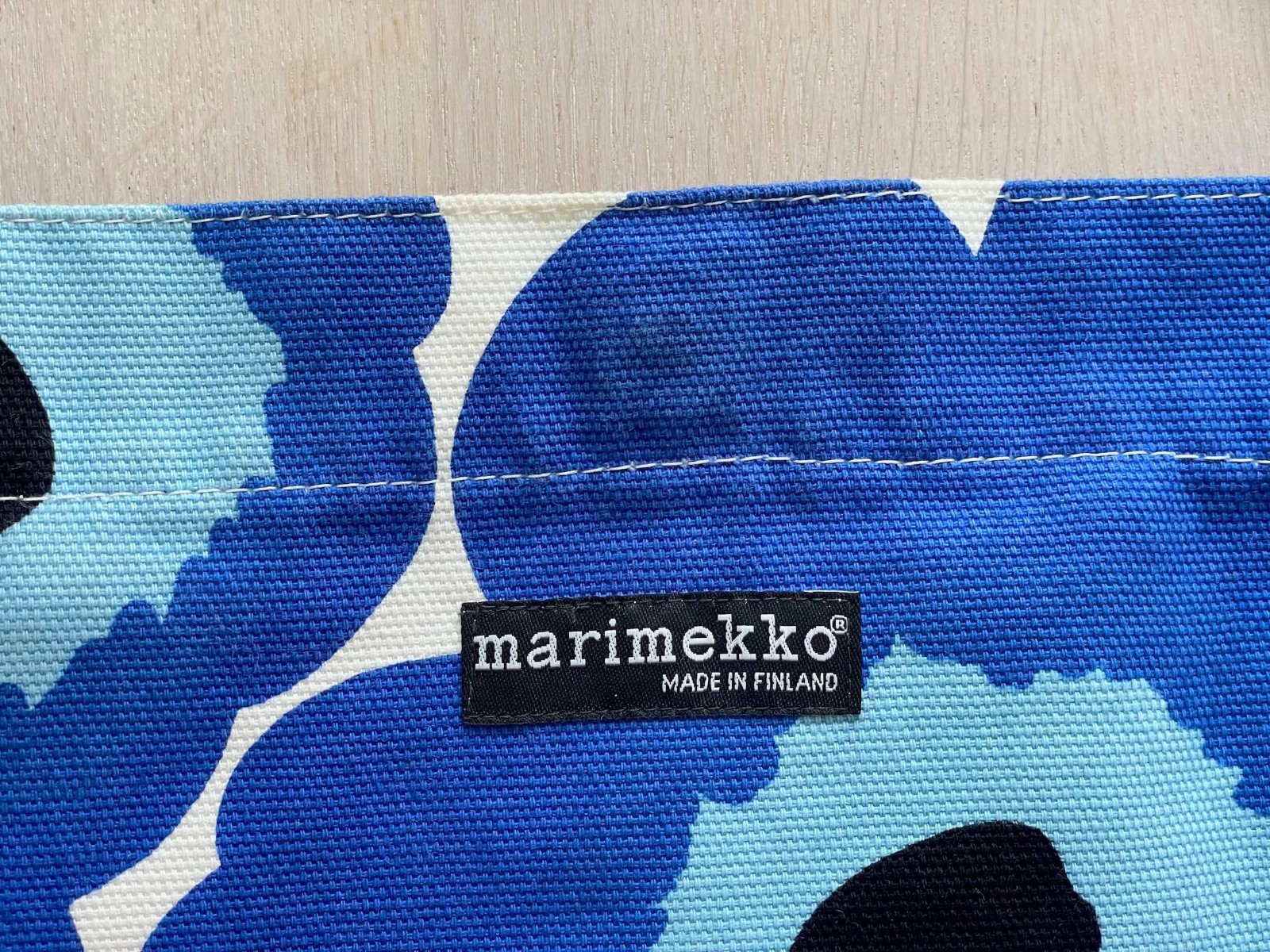 Blue MARIMEKKO Unikko Vintage Canvas Shoulder Bag, Floral Poppy Crossbody bag