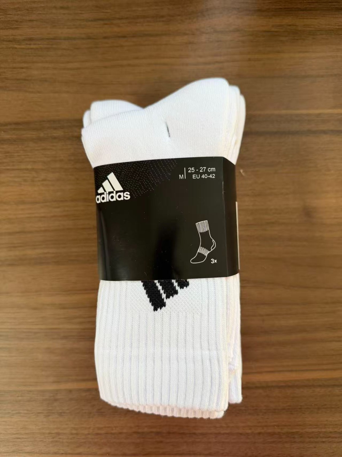 adidas Men’s Crew Athletic Socks – White with Black Logo, 3-Pack