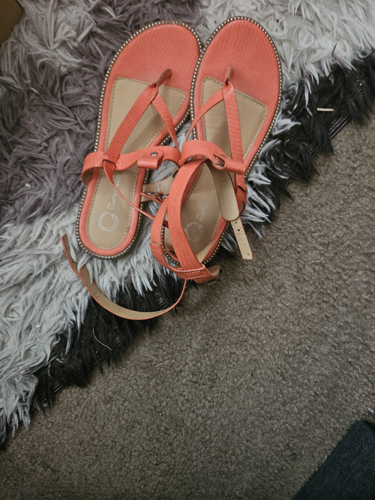 Ladies Orange Sandals In Good Condition