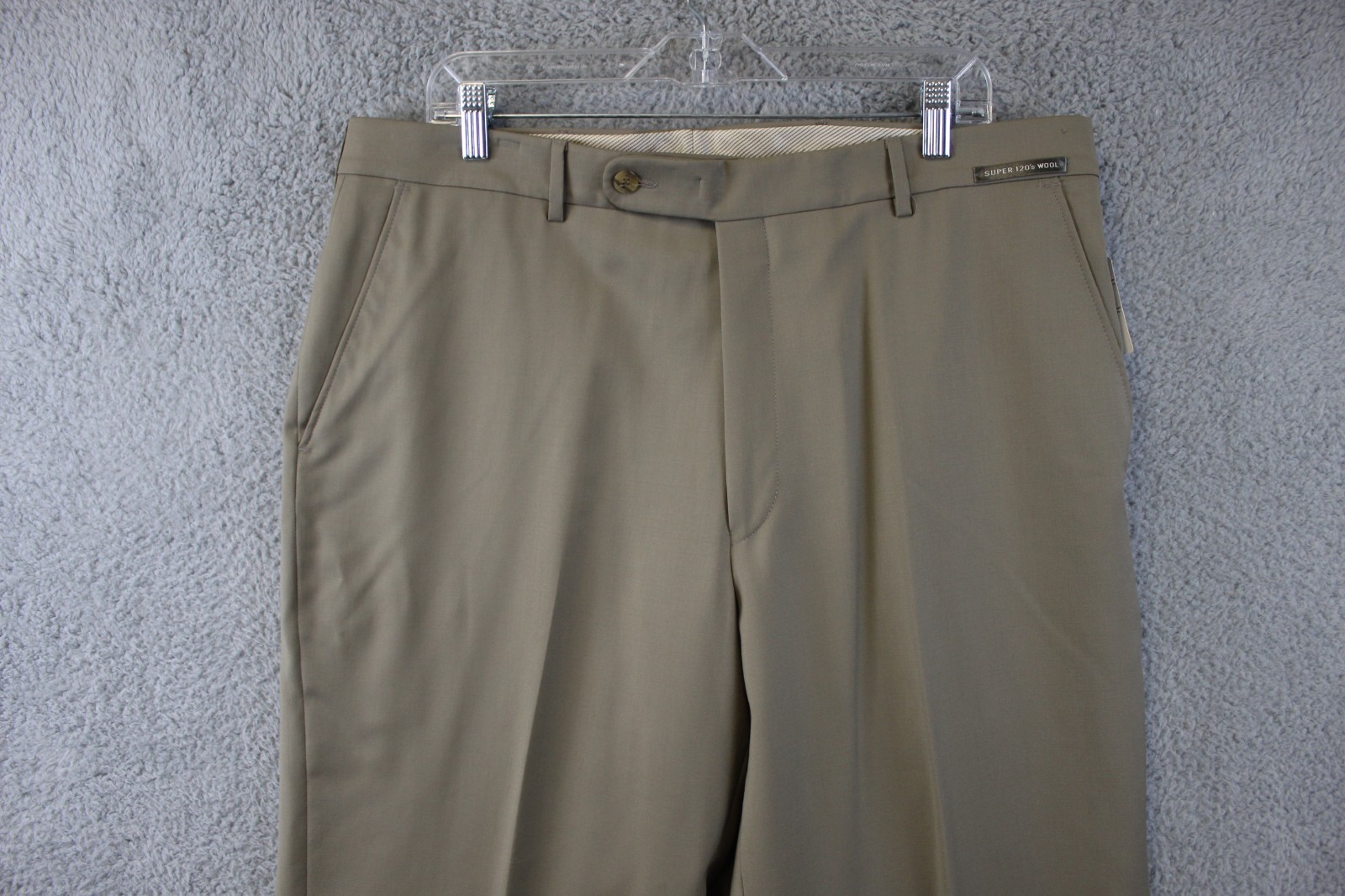 Neiman Marcus 38W Men’s Beige Wool Straight Solid Dress Suit Trousers Pants New