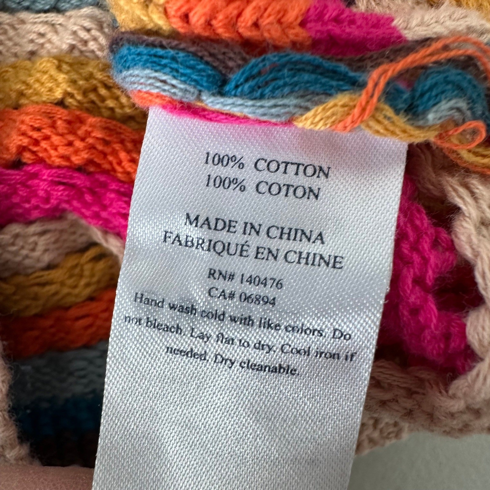 Faherty Byt Rainbow Falls Crochet Tank Top Womens XS Striped Festival Hippie
