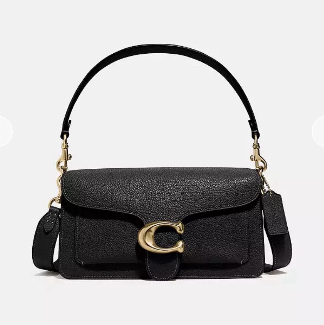 Coach tabby 26 Black Shoulder Bag Top Handle, Detachable Strap, Gold Snap