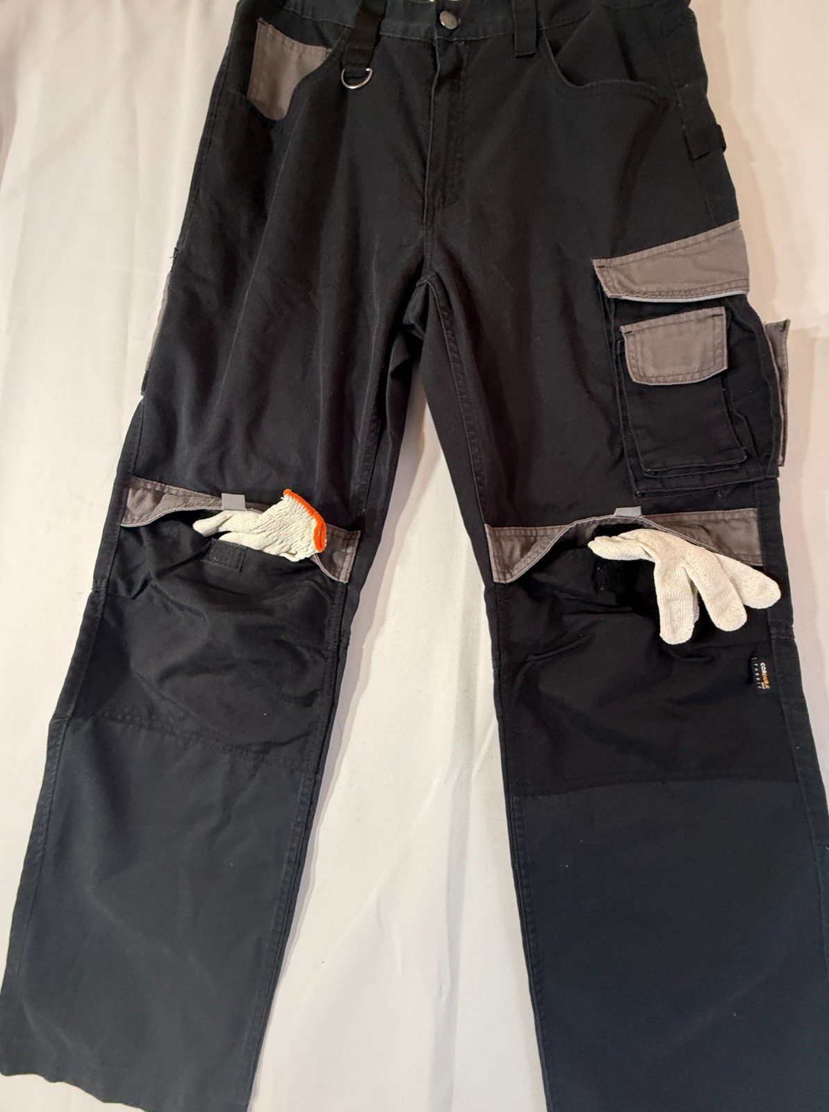 Parkside Mens Black Utility Cargo Pants Cordura Fabric Sz 38 Reinforced Knee