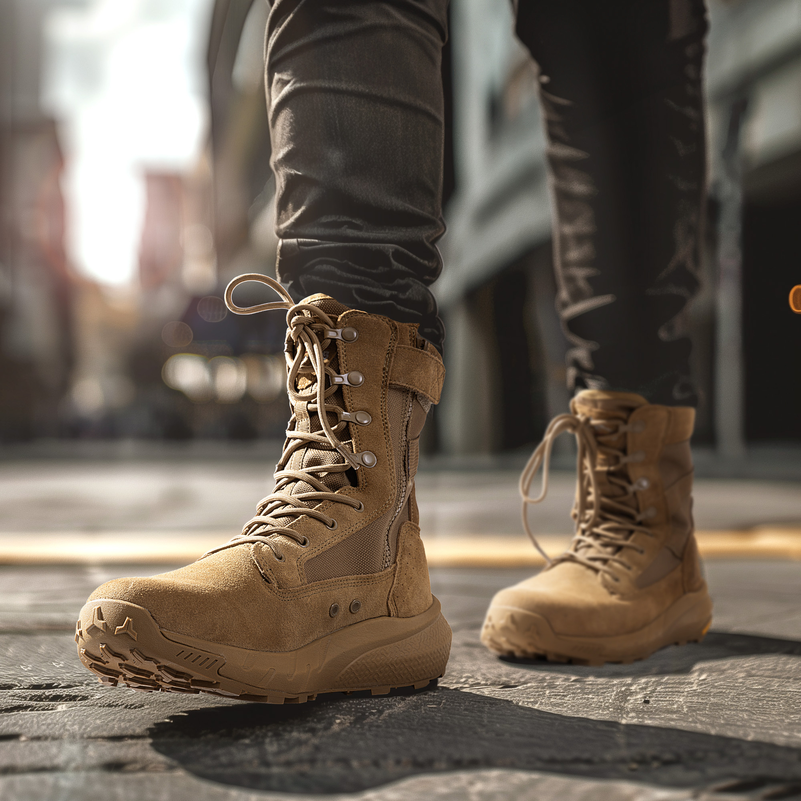 Mens Military Boots Tactical Boots 8 inches Hiking Outdoor Leather Combat Boots