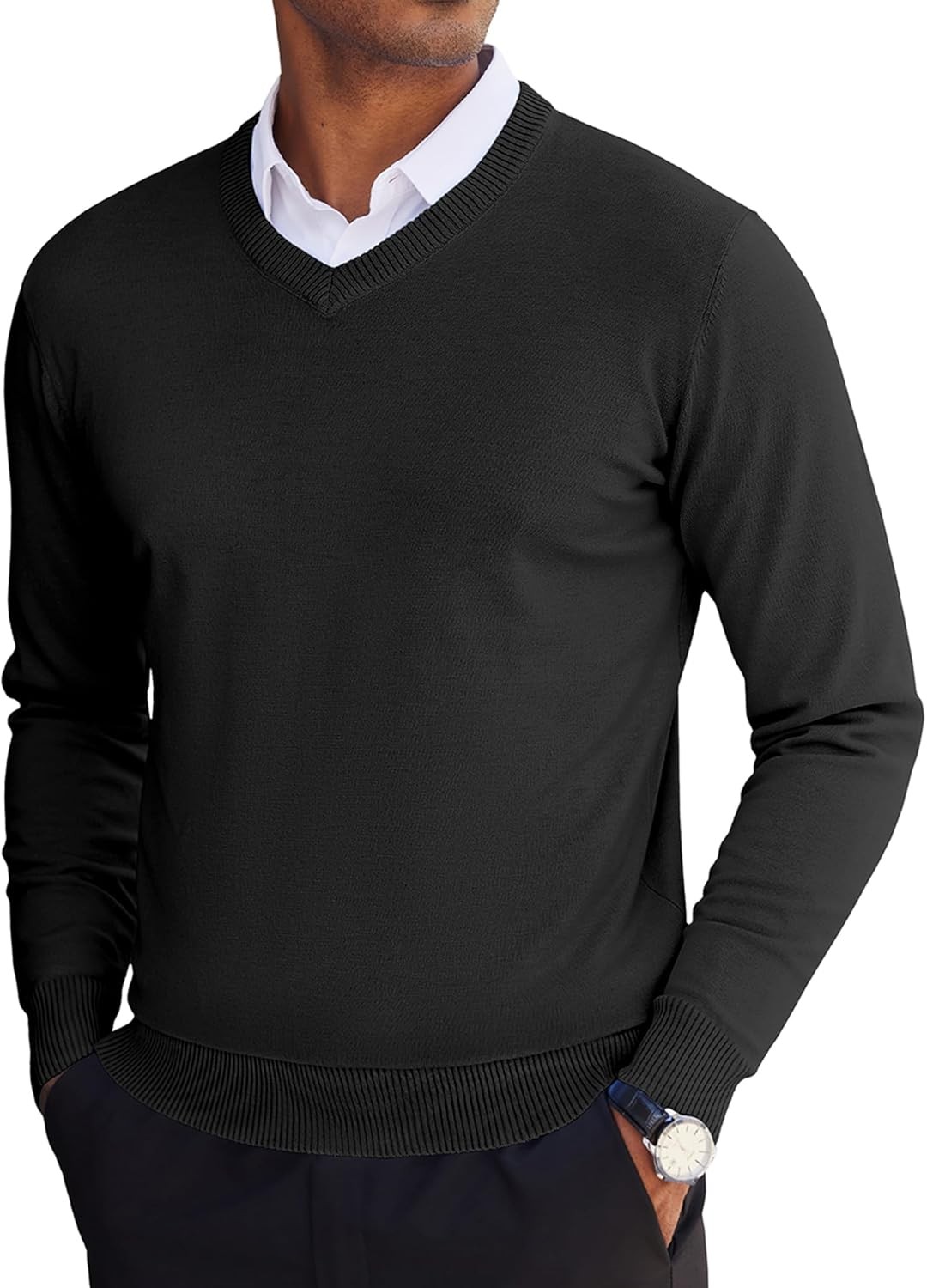 Men’s Lightweight Knitted V Neck Pullover Sweater Casual Soft Comfortable Fall