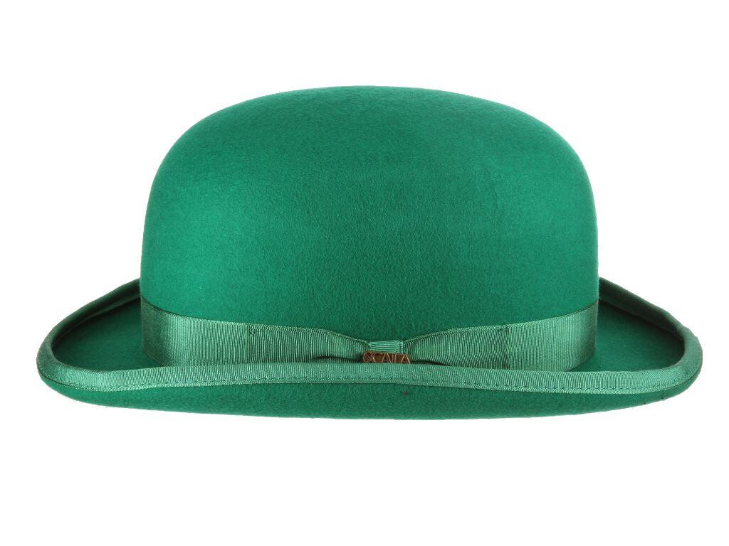 “St Patrick’s Day” Low Crown Lined Wool Felt Bowler by Scala, Color Kelly Green