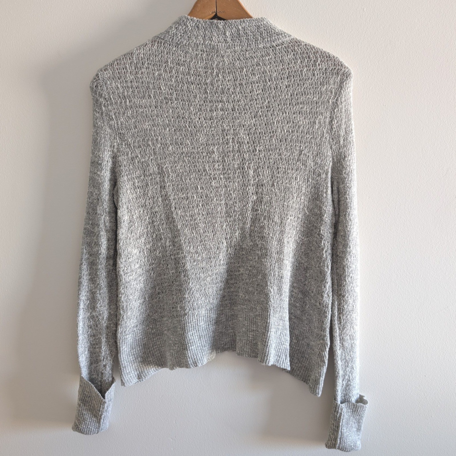 Free People Grey Marled Crossover Tulip Hem Mock Neck Sweater Womens XS