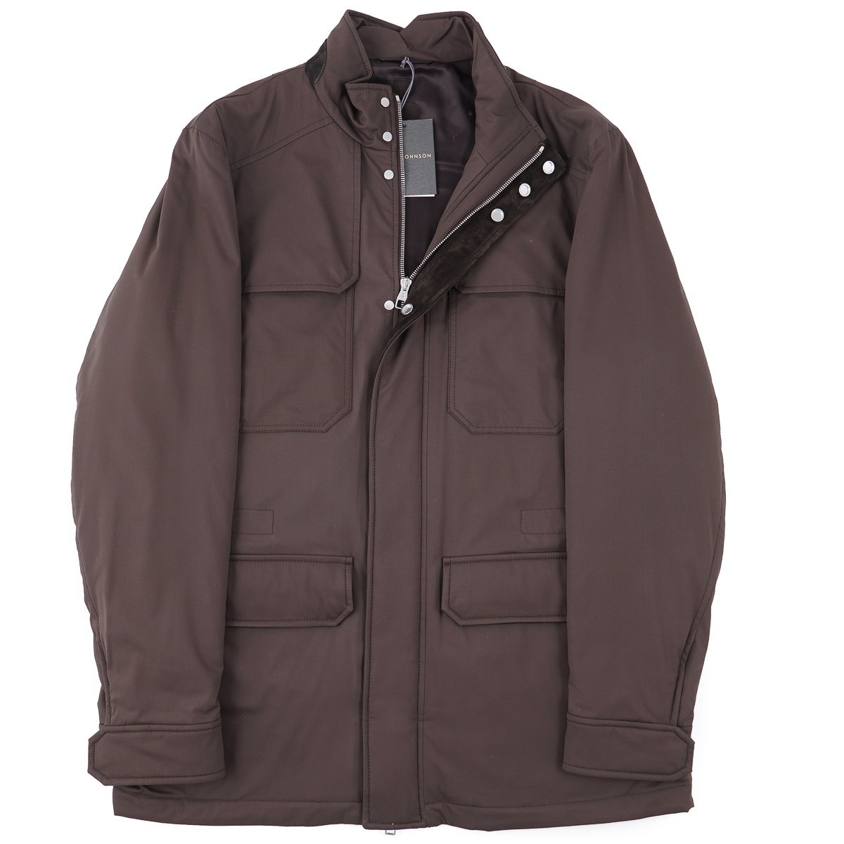 Brett Johnson ‘Lugano’ Brown Padded Silk Safari Field Jacket S (Eu 48) NWT