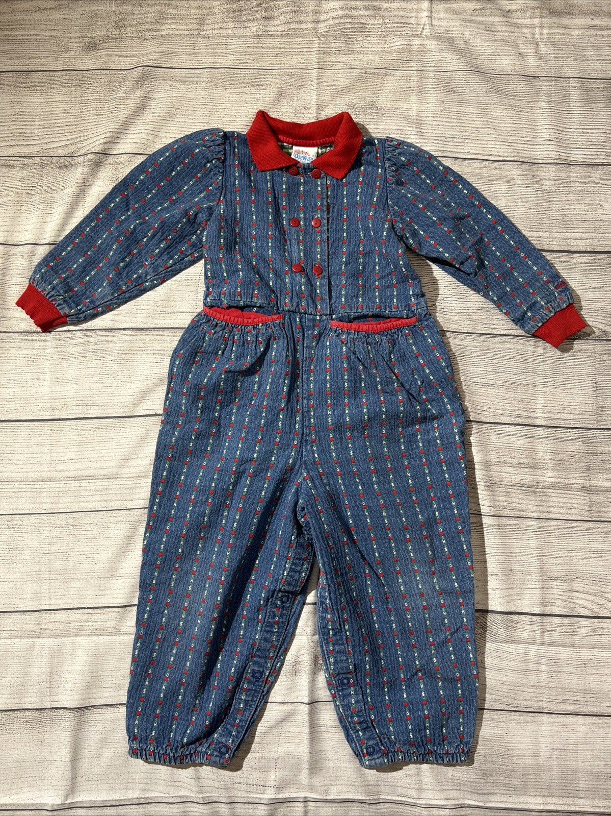 RARE OshKosh B’Gosh Vintage 90s Denim Jumper Romper Size 4T Girl’s Jumpsuit