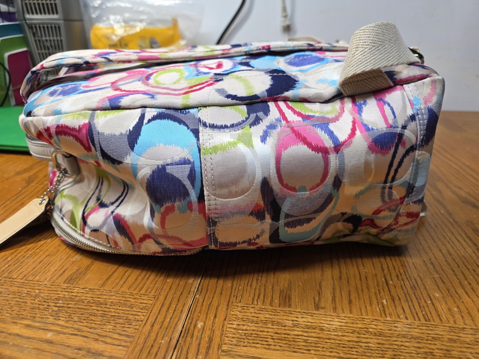 Coach Backpack Poppy Ikat Multicolor Silver Large 19872 GUC